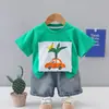 Conjunto de Verano para Niños 2026 Estilo Nuevo Conjunto de Dos Piezas de Manga Corta de Verano para Bebés con Diseño de Palmera y Coche para Niños Pequeños y Niños Pequeños