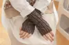 Guantes Estilo Coreano para Mujer Dedos Abiertos Otoño e Invierno Lindo Lana Manga Falsa Tejido Grueso Medio Dedo Cubrebrazo Caliente Extendido