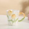 Caneca tulipa criativa pintada à mão, alto valor de cor, estilo ins, xícara de cerâmica, nicho, design, senso, copo para beber, xícara de café