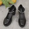 Zapatos Mary Jane Planos Impermeables con Plataforma y Puntera Redonda, Estilo Nuevo Invierno 2025, Bordados, Directo del Fabricante para Exportación, Zapatos de Mujer Transfronterizos