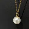 Collar Francés Simple Versátil Perla S Redondo Marca Elegante Versátil Para Viajar Diario Dos Tonos