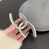 Pinza de Garra Doble de Metal Grande para Mujer, Pinza Tiburón de Estilismo de Cabello de Gama Alta para Otoño e Invierno, Accesorio para el Cabello Elegante de Temperamento Coreano