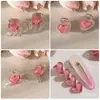 Pasador de Corazón Rosa para Mujer, Pin Lateral para la Frente, Accesorio para el Cabello, Pinza de Garra Linda de Verano para Flequillo, Adorno para el Cabello