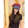 Luxi Moda Casual Gorra de Boina a Cuadros Octagonal para Proteger del Sol Mostrando la Cara Color Azul Denim Pequeño Boina Combinación de Colores Verano para Mujer