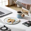 Conjunto de Xícara e Pires de Café em Cerâmica com Colher, Caneca Exquisita de Alto Padrão, Xícara Estética para Chá da Tarde