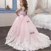 Vestidos Infantis Mais Vendidos no Exterior para Idades de 2 a 14 Anos, Vestidos de Princesa em Estoque para Crianças Maiores, Vestidos Infantis de Renda em Blocos de Cor