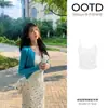 Conjunto de cárdigan de punto azul lago y falda larga para mujer 2026 Nuevo estilo coreano Estilo suave de principios de primavera Conjunto de vestido ajustado para primavera