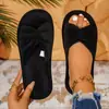 Pantuflas de Peluche con Lazo Transfronterizas para Mujer, Suela Suave, Antideslizantes, Suela Plana, Cálidas, Pantuflas de Algodón para Dormir Perezoso al por Mayor