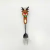 Colher de Natal Transfronteiriça Talheres Criativos Boneca Colher de Sobremesa Garfo Desenho Animado Árvore de Natal Colher Garfo Conjunto Caixa de Presente