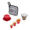 Set de Té Cerámico de Viaje Kung Fu para Beber Té en Camping al Aire Libre Rojo Gaiwan Taza Rápida Una Olla Tres Tazas Set de Regalo