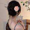 Horquilla para el cabello de flor rosa estilo antiguo para mujer, horquilla para el cabello de alta gama, horquilla para el cabello de flor rosa de estilo chino nuevo, tocado para el día a día