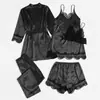 Roupa Íntima Sexy Explosões Europeias e Americanas Renda Sexy Alça Fina Shorts de Renda Calças Cardigã Robe de Dormir Conjunto de Cinco Peças Roupas para Casa