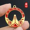 Collar de Oro Imitación Shunxin Colgante para Hombre y Mujer Hebilla de Seguridad Colgante Bañado en Oro Anillo Mano de Buda Estilo Antiguo Llavero para Pareja