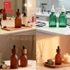 Botellas gotero de bambú en stock para aceites esenciales de té verde, 30-100 ml, botellas de vidrio opaco para dispensar líquidos esenciales