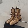 Versión de Piel de Vaca~Botas Martin de Suela Plana y Tacón Oculto para Mujer 2026 Modelo Nuevo Botas de Gamuza con Cordones Botas Cortas Botas de Entrenamiento Alemanas