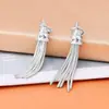 Prata Esterlina S925 Prata Lisa Artesanal Pingente de Franja de Prata Pulseira Artesanal DIY Pingente de Pulseira de Cristal Acessórios de Prata