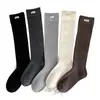 Calcetines altos de algodón para mujer, estilo coreano, con estampado de letras, simples, adelgazantes, transpirables, para primavera y otoño.