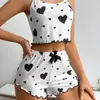 Ropa de Casa Femenina de Venta Caliente Transfronteriza Europea y Americana en Aliexpress Conjunto de Pijama Sexy con Estampado de Corazones