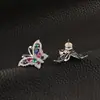 Hermosos Pendientes Mariposa Mori Pendientes de Sentido Avanzado Aguja de Plata Nicho Moda de Lujo Ligero Color Simple Pendientes de Circonita