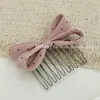 Pente de Cabelo com Laço de Bolinhas Estilo Coreano Grampo de Cabelo Pente Lateral para Testa Presilha para Franja Grampo Antiderrapante Primavera e Verão