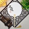 Leque Laqueado Personalizado com Texto, Leque Redondo Espessado, Leque Pintado à Mão Estilo Chinês Semitradicional, Superfície do Leque Estilo Antigo Pincelada Livre em Tinta Lavada Totalmente Branca, Material de Bambu