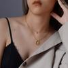 Collar de anillo ovalado irregular con ondas de agua retro europeas y americanas, cadena de clavícula femenina de acero inoxidable, joyería de acero de titanio al por mayor