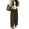 Calça de veludo cotelê de corte solto para maternidade para outono e inverno, estilo coreano, projetada para cobrir os quadris, criar um efeito emagrecedor e ser versátil para uso casual