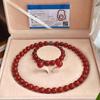 Conjunto de Dia das Mães Ladieswear 10m Ágata Vermelha Natural Cornalina Colar Pulseira Brincos Conjunto como Presente para Sogra e Mãe