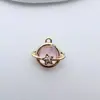 Chapado en Oro de Cobre Serie Estrella de Zirconia Planeta Colgante Sencillo Accesorios para Joyería Hecha a Mano DIY Pendientes Collar Material