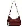 Bolso de un solo hombro para mujer, bolso pequeño cuadrado de color liso para llevar debajo del brazo, bolso elegante con estampado de piedra, bolso simple de cuero encerado de alta calidad para llevar debajo del brazo