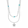 Collar de cuentas de piedra de doble capa con estrellas de circonita y perlas, cadena para la clavícula de nicho de lujo ligero, accesorio elegante y versátil para el día a día