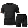 Conjunto de Traje de Malla de Secado Rápido Talla Europea Transfronterizo, Nuevo Estilo de Verano Camiseta de Manga Corta Traje Deportivo para Correr y Fitness, Secado Rápido