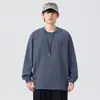 Camiseta de Manga Larga Bordada con Cuello Redondo Otoño 2025 para Hombre, Holgada, Estilo Japonés Retro, Más Fácil de Combinar, Casual, Pareja