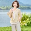 Conjunto de Verano 2026 para Mamá, Nuevo Conjunto de Dos Piezas con Camiseta Fina para Mujeres de Mediana Edad y Mayores, Elegante y Rejuvenecedor Set de Top de Seda Helada