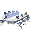 Mesa de conferência de pintura criativa simples em forma de U arco de mesa de comando mesa multi-tecnologia sensor de mídia console do centro de comando