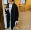 Jaqueta Cardigan de Tricô para Mulheres Estilo Coreano Torcido Outono e Inverno Acima do Joelho Versátil Estilo Preguiçoso Solta Espessada Longa Suéter Exterior