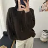 Suéter Básico de Cuello Redondo con Lentejuelas para Mujer 2026 Otoño/Invierno Nuevo Estilo Holgado Perezoso Suave de Punto de Manga Larga