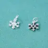 Colgante de Joyería de Plata S925 Plata Tailandesa Plata Lisa Colgante Pequeño de Copo de Nieve Material para Cuentas DIY Accesorios para Pulseras Colgante para Anillo