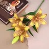 Flor artificial de lirio pequeño de 3 ramas, impresa en 3D, 3 flores y 1 capullo, lirio para decoración de bodas, arreglo floral para salón de bodas, decoración del hogar