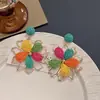 Pendientes Dulces Estilo Vacaciones Dopamina de Primavera, Aretes de Girasol Tejidos Frescos y Coloridos, Accesorios para Orejas Únicos y Elegantes