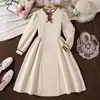 Ropa Infantil Transfronteriza 2026 Otoño Nuevo Estilo Niñas Estilo Princesa Francesa Color Sólido Ajuste Delgado Patchwork Vestido Acampanado Venta Caliente