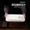 Plato Artístico Estilo Chino, Plato Cerámico Irregular Estilo Nacional Flor de Loto Bajo Vidriado, Plato para Pescado, Vajilla para Restaurante y Hotel, Bol para Sopa
