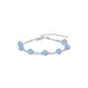Nueva Pulsera de Doble Capa de Piedra Solar Natural Calcedonia Azul Arena Oro Pulsera de Cristal de Fresa para Regalo de Novia Venta al por Mayor