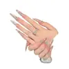 Uñas Portátiles Hechas a Mano, Puntas de Uña de Longitud Media con Forma de Almendra, Parches para Uñas Estilo Ins al por Mayor, Uñas Postizas Portátiles Ojo de Gato