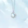 Colar Par O Pequeno Príncipe e a Rosa Moda Luxo Leve Pingente de Pedra da Lua Presente de Dia dos Namorados Corrente de Clavícula Floral