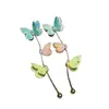 Pendientes de Borla Mariposa Gota de Aceite de Circonita de Aguja Plateada, Pendientes Versátiles y Frescos, Pendientes de Nicho de Moda y de Alta Gama