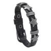 Pulsera Punk Pulsera Transfronteriza Pulsera de Aleación Retro Correa de Cuero Pulsera de Estrella Pulsera de Pareja para Hombre