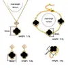 Elegante conjunto floral de cuatro piezas con incrustaciones de diamantes: collar, pulsera, aretes, anillo para mujer, bañado en oro de 18k, joyería popular europea y americana