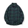Otoño Nicho camisa vintage de cuadros para hombre guapo casual solapa camisa de manga larga para hombre y mujer abrigo interior