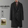 Nuevo Abrigo de Lana Otoño e Invierno 2024 para Hombre de Doble Botonadura Tweed de Doble Cara Cachemira de Alta Calidad Forro de Plumas